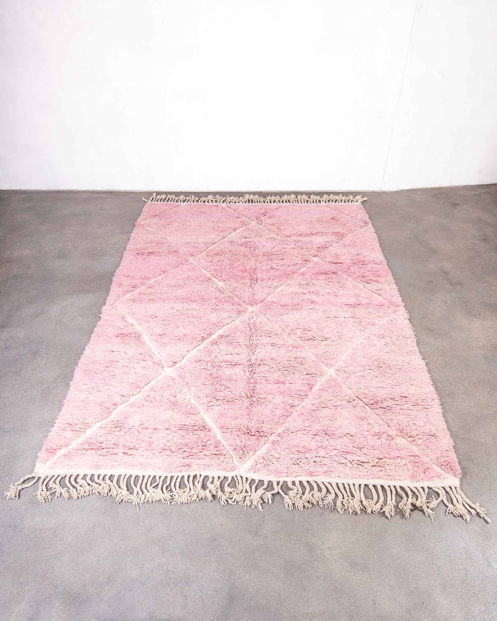 Modern, designer, handcrafted Berber rug from Morocco. Beniourain carpet with beautiful colours and patterns and fluffy wool texture.